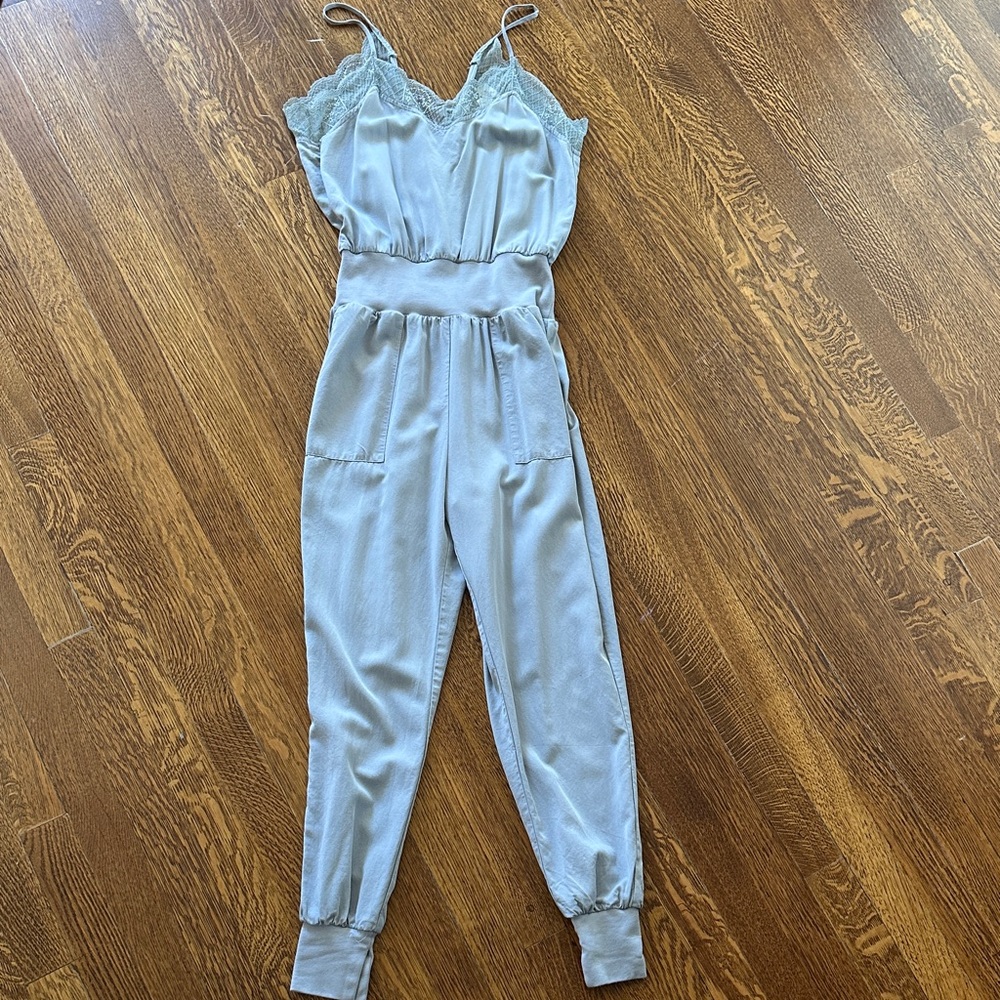 Bohme Lace Trim Jumpsuit in Light Gray